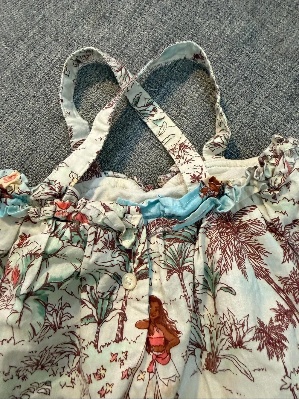 Disney Janie and Jack Cream Moana Themed Tropical Print Crossback Tank Top 0-3m